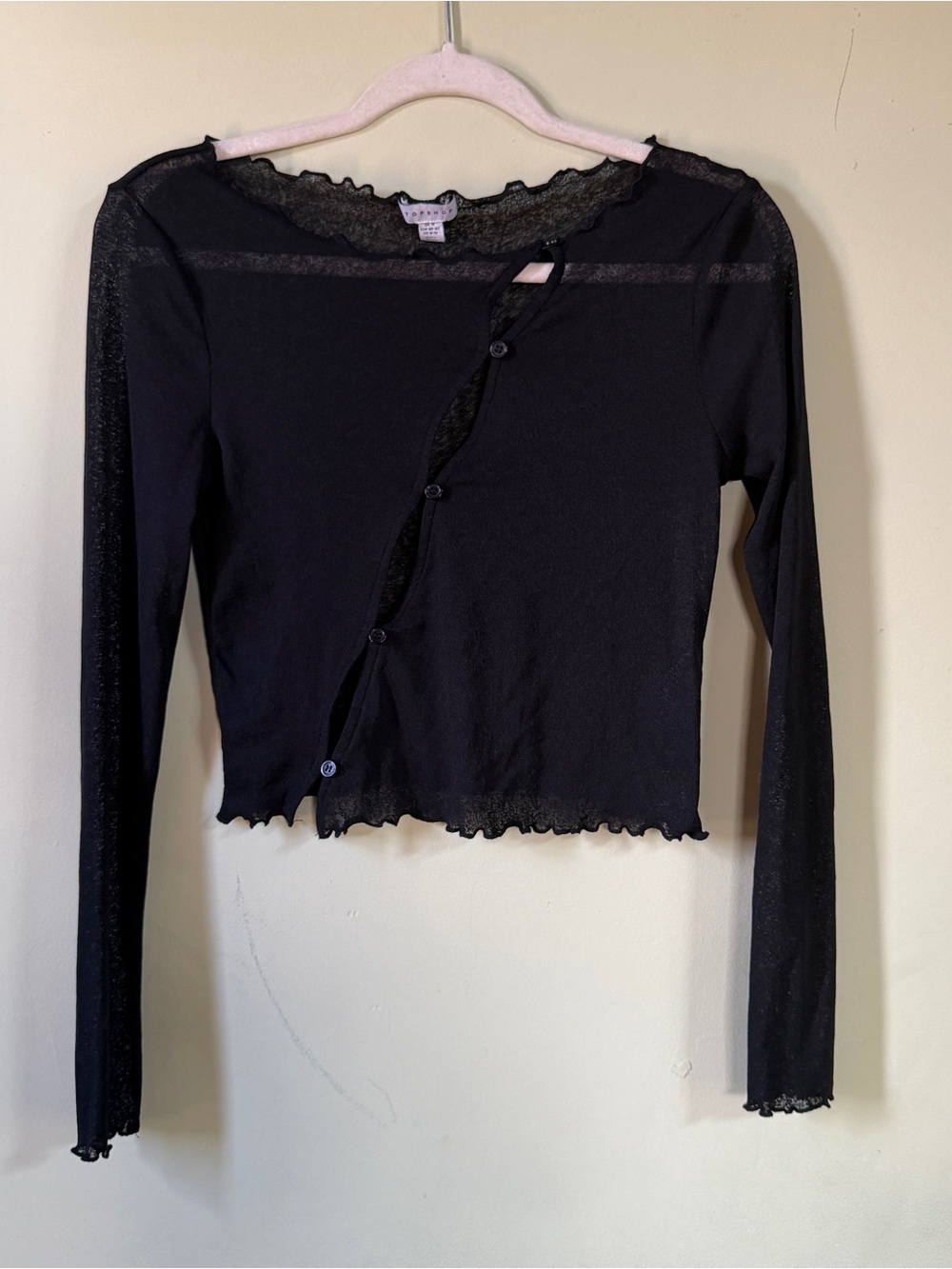 Y2K Topshop Black Mesh top with button details